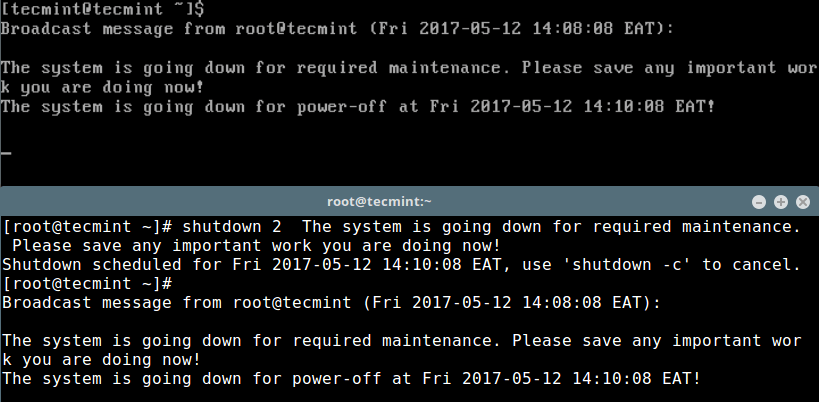 Linux 系统关闭消息