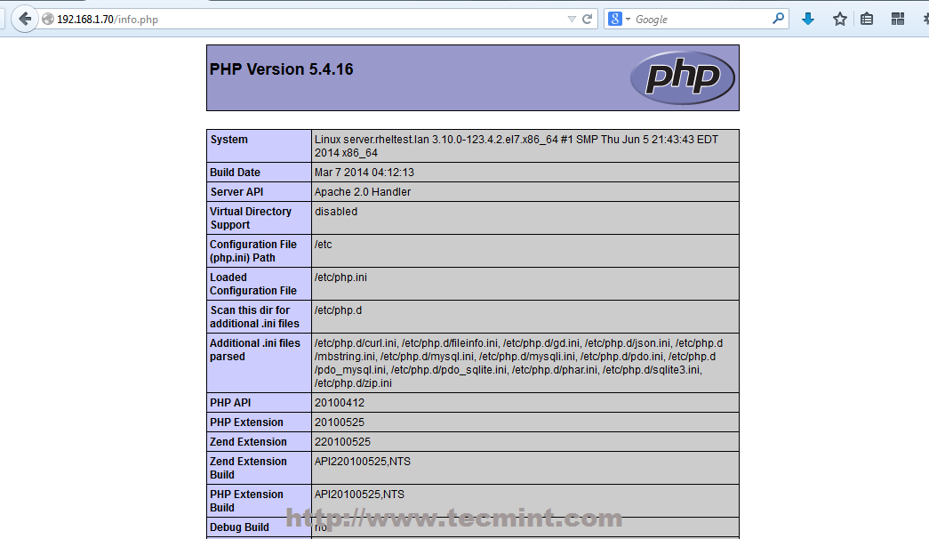 查看 CentOS 7 上的 PHP 信息